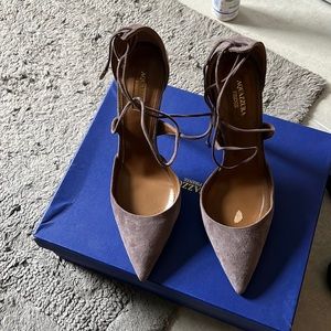 Aquazzura suede shoes. Damage on inside of one heel.